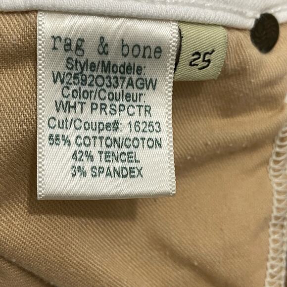 Rag and Bone White Distressed Dre Capri Raw Hem Jeans Size 25 - Picture 7 of 8